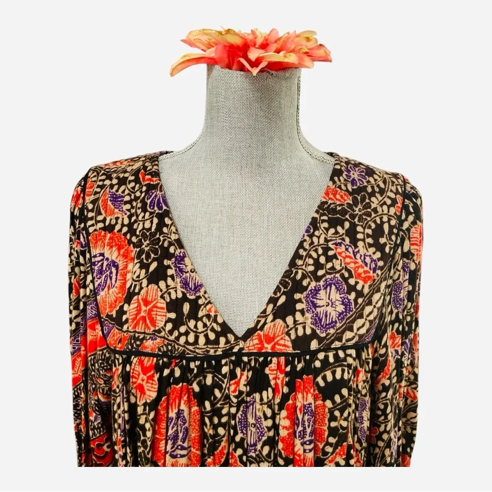 Zara Trafaluc Women's Red, Black, Purple and Tan Blouse size L. Red Size L - Image 5