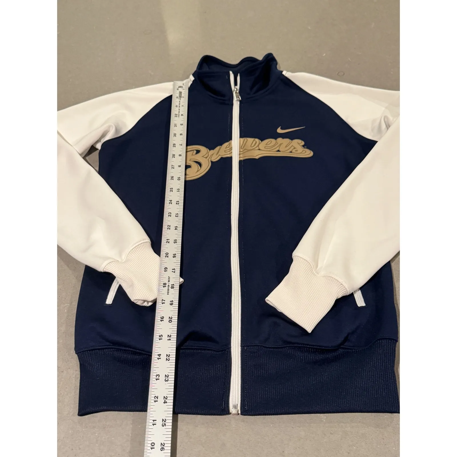 Nike Milwaukee Brewers Track Jacket Navy White Gold Logo Women's Size M - Image 2