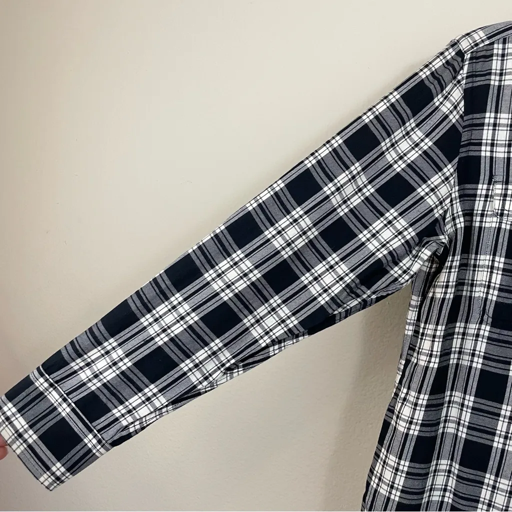 Lauren Ralph Lauren Black and White Plaid Utility Button Up‎ Shirt Size MP - Image 3