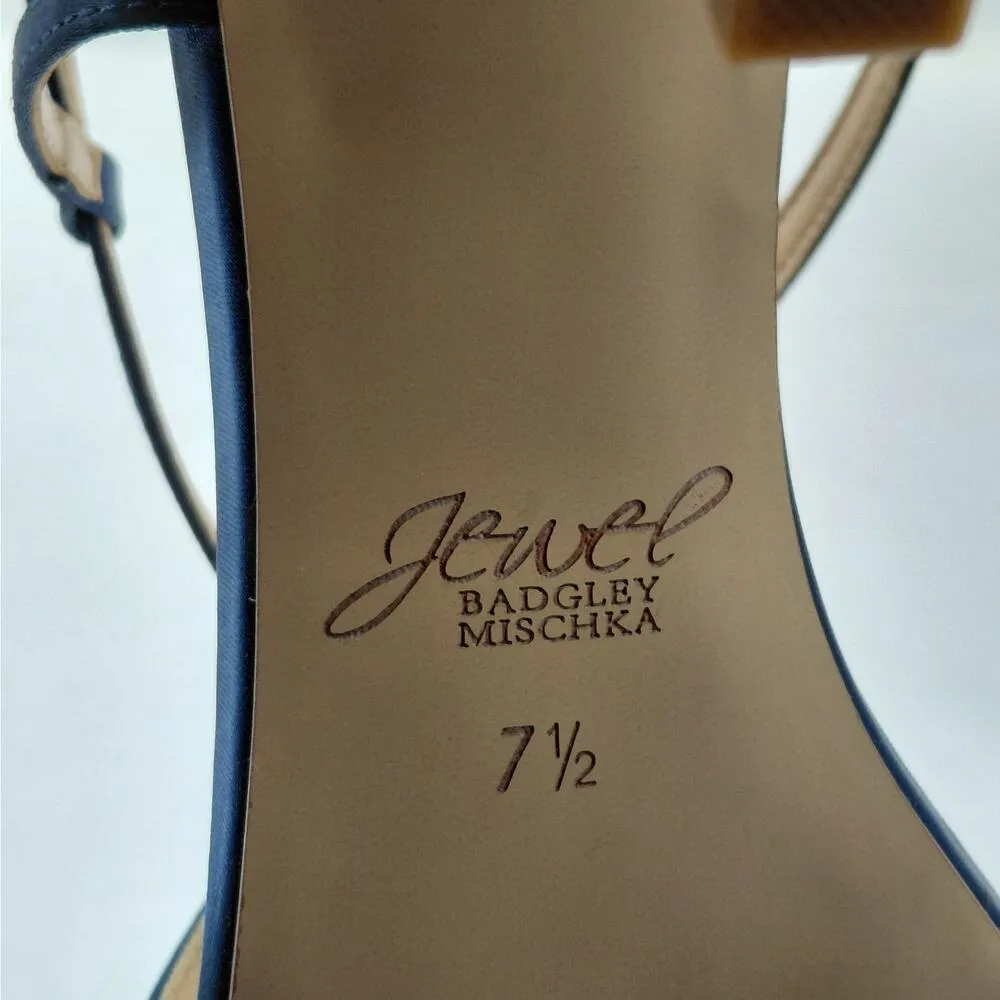 Badgley Mischka Jewel Alexis Slingback Sandal Women 7.5 Blue Formal Wedding Shoe - Image 10