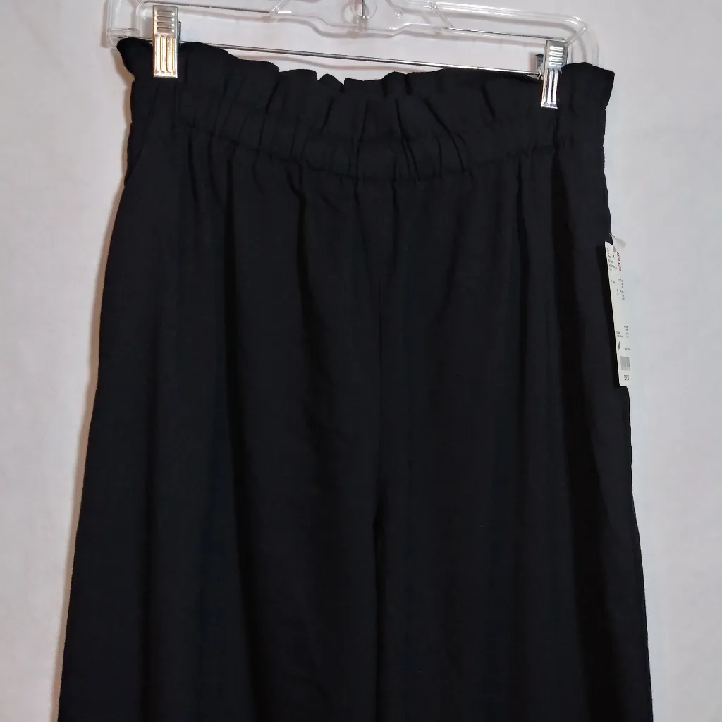 Uniqlo Navy Blue High waisted Gathered Wide Leg Pants Casual Simple Size M - Image 2