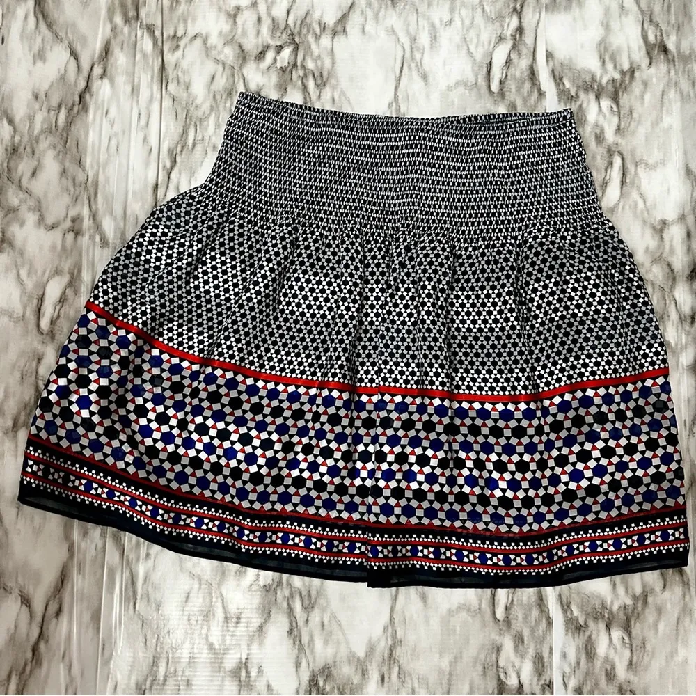 Max Studio Line Womens Sz L Navy Red Drop Waist Skirt Geometric Nautical Design - Image 2