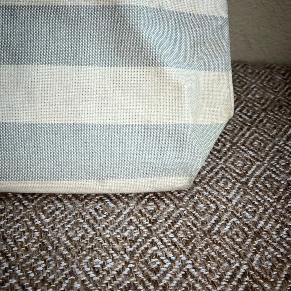 Fossil Rachel Blue Gray /Cream Coated Canvas KEY Leather Shoulder Tote Bag - Image 10