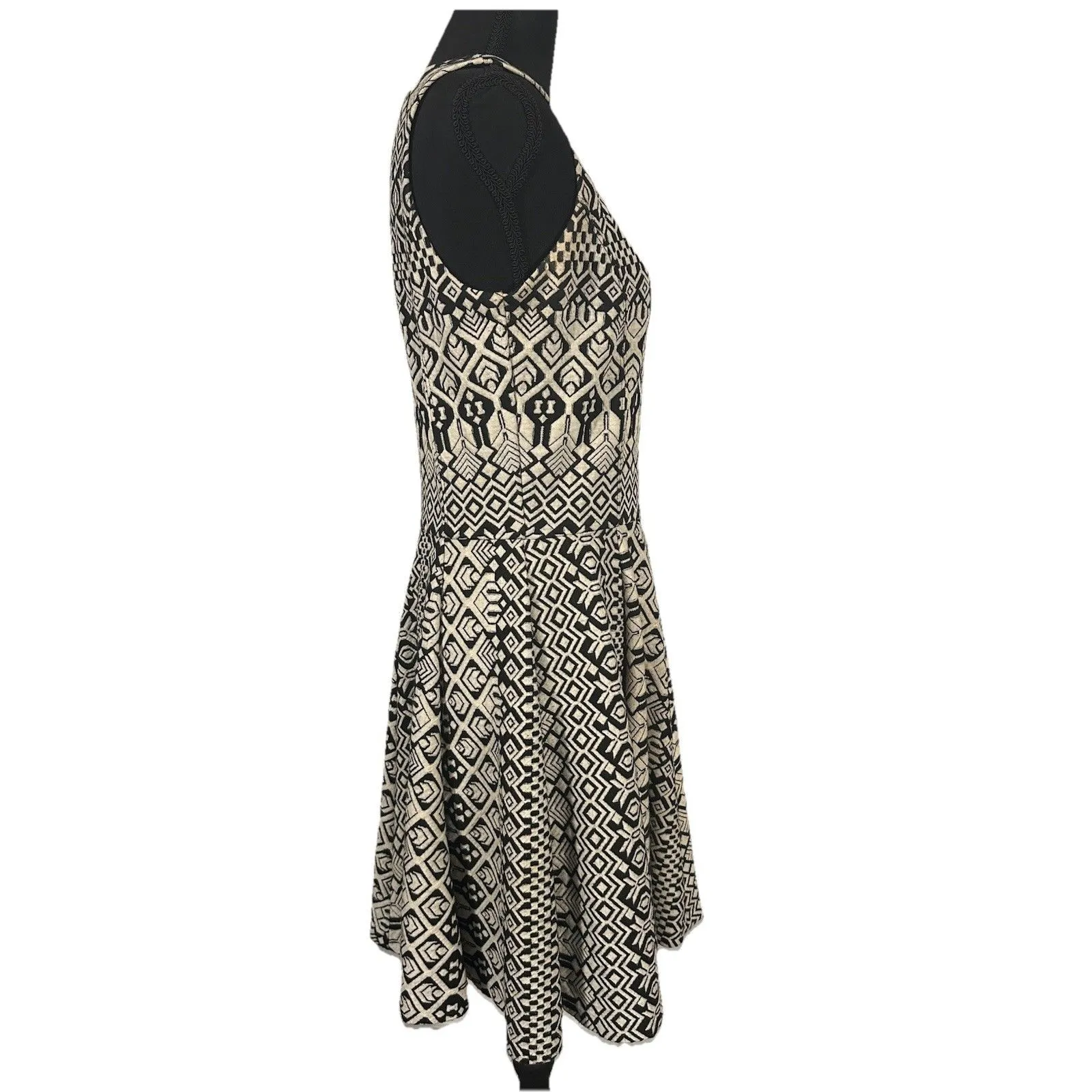 Cynthia Rowley Size S Black/White Tribal Print A Line Midi Skater Dress - Image 6