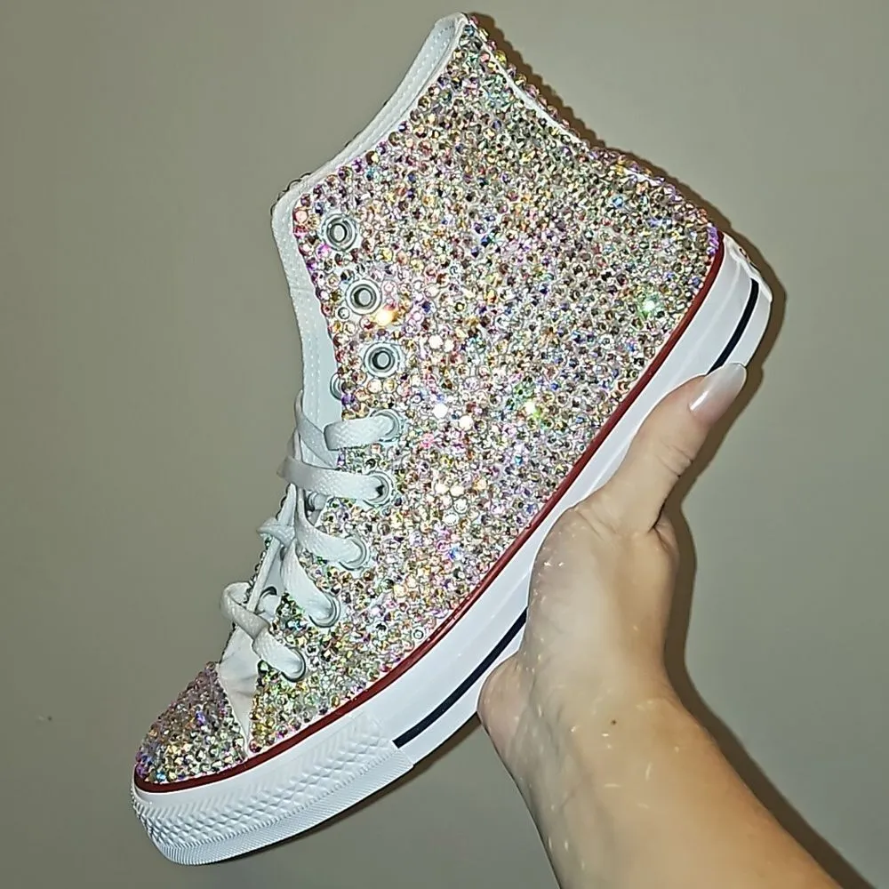 High Top Converse Shoes AB Rhinestones SIZE 9.5 - Image 6