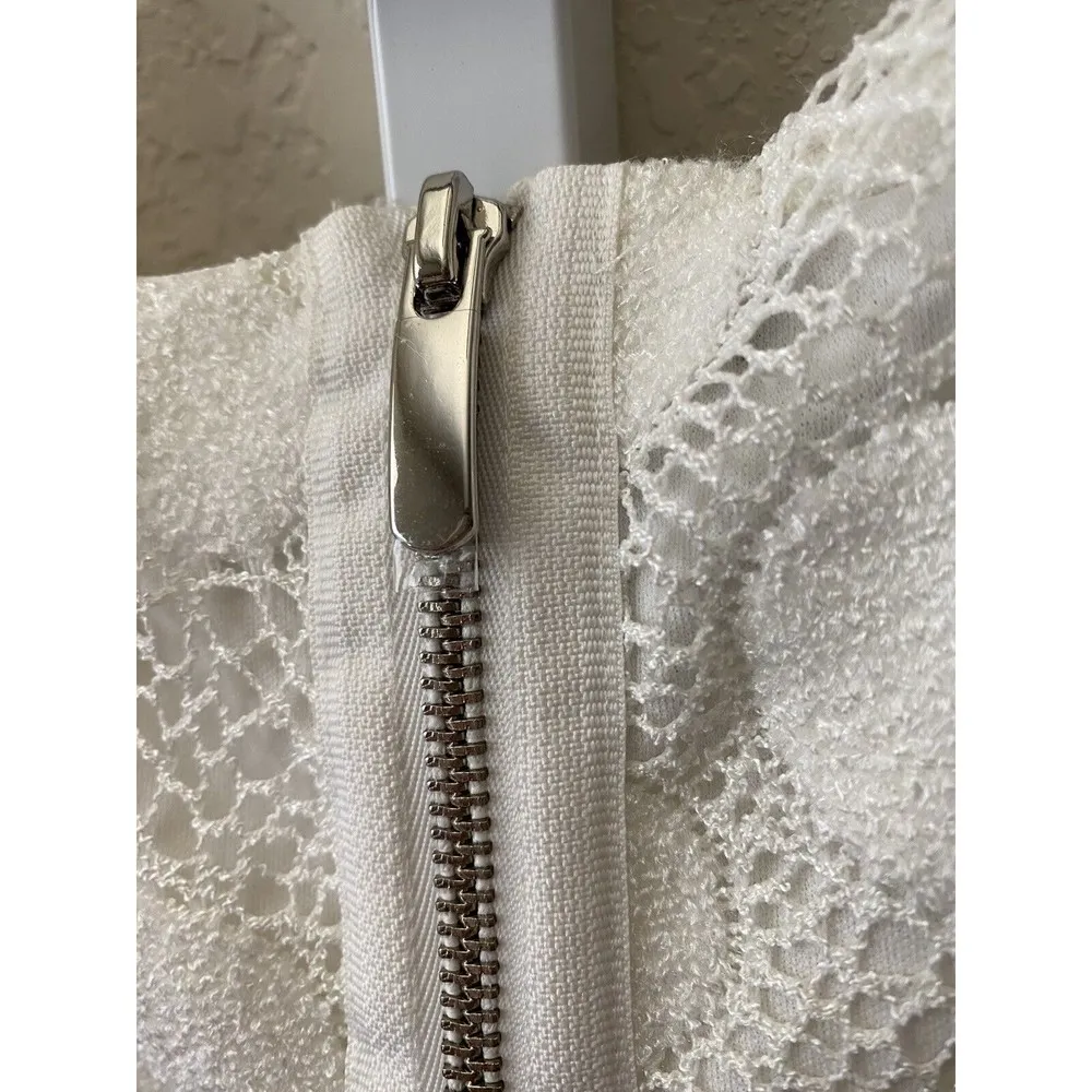 Alfani Dress‎ Polka Dot Lace Overlay Midi Soft White Size Small - Image 5