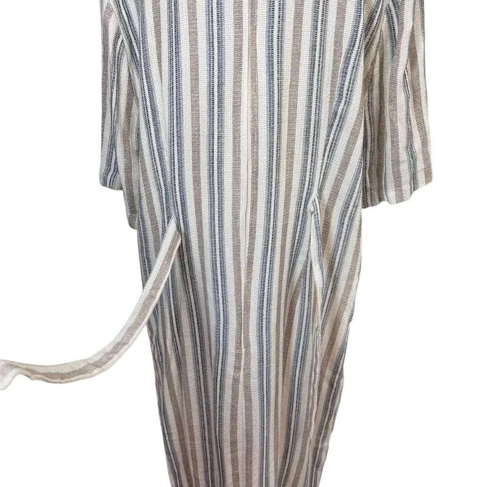 VTG 80s Diana Marco Flax Linen Midi Dress Kaftan Boho Lagenlook Plus Sz 16W USA Blue - Image 7