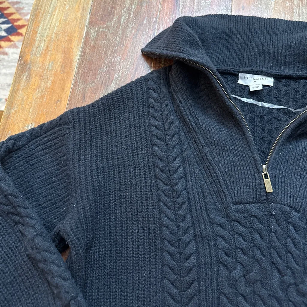 Women's Nili Lotan (for Target) Black Cable Knit Quarter - Image 2