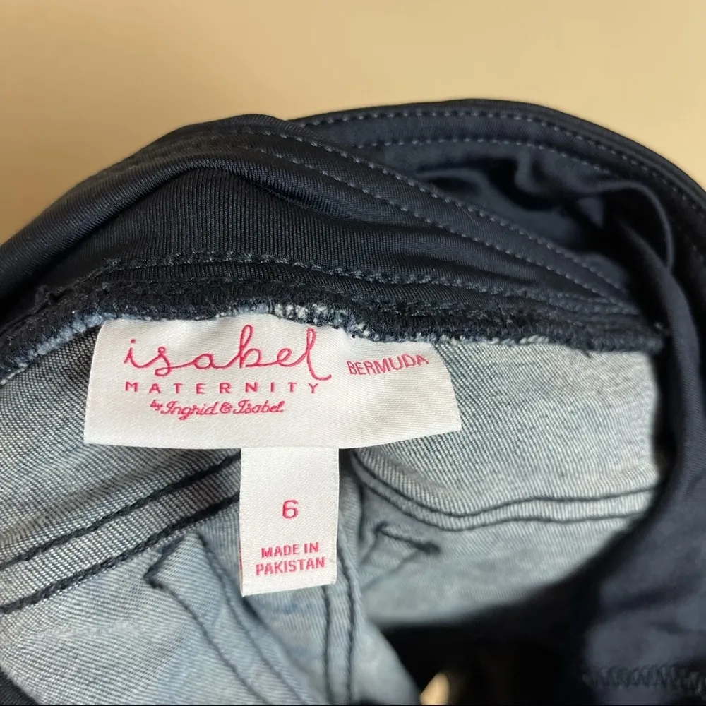 Isabel Maternity Size 6 Bermuda Denim Shorts Medium Wash Summer Beach Vacation - Image 4