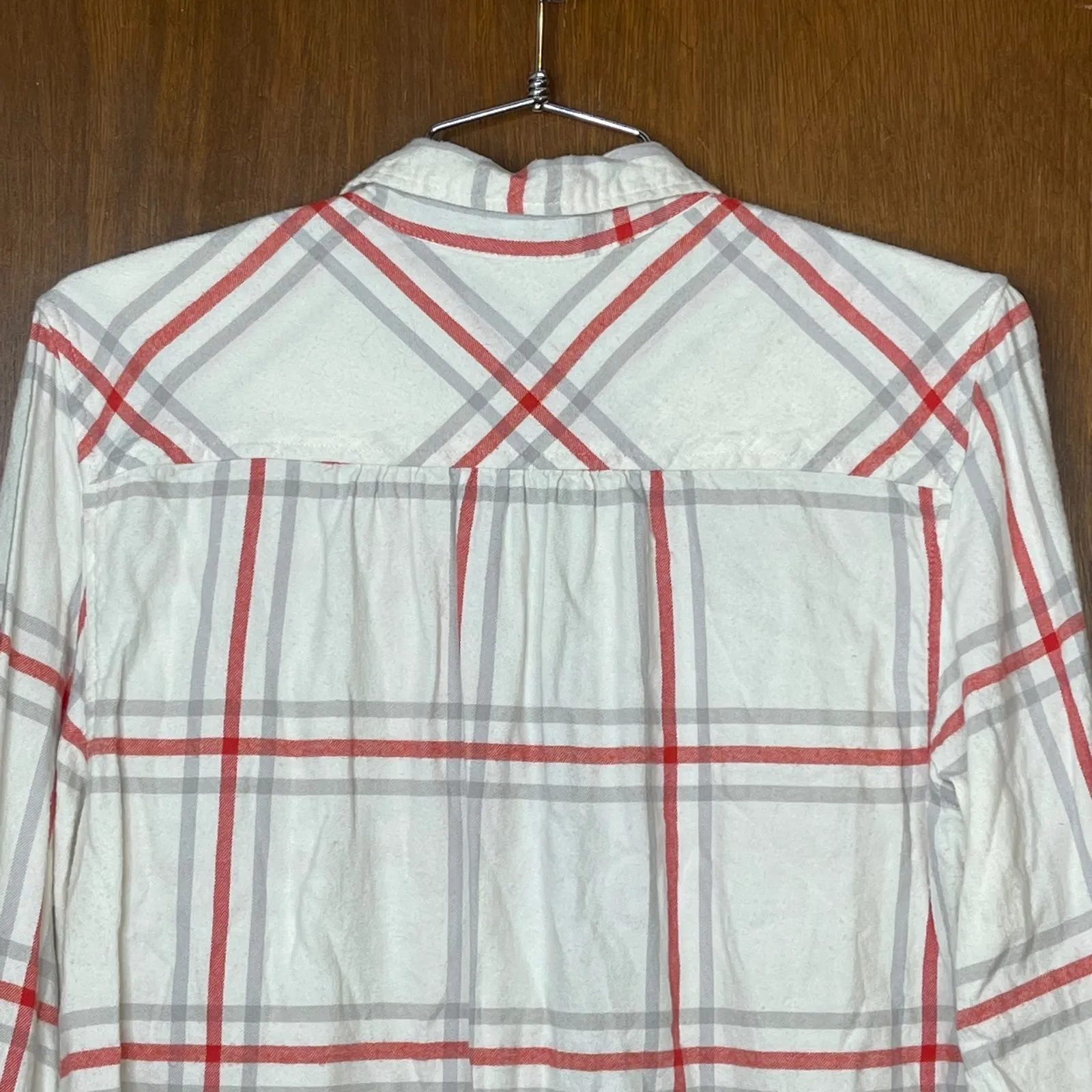 Aerie Woman’s Casual Button Down Plaid Shirt Size Small - Image 6