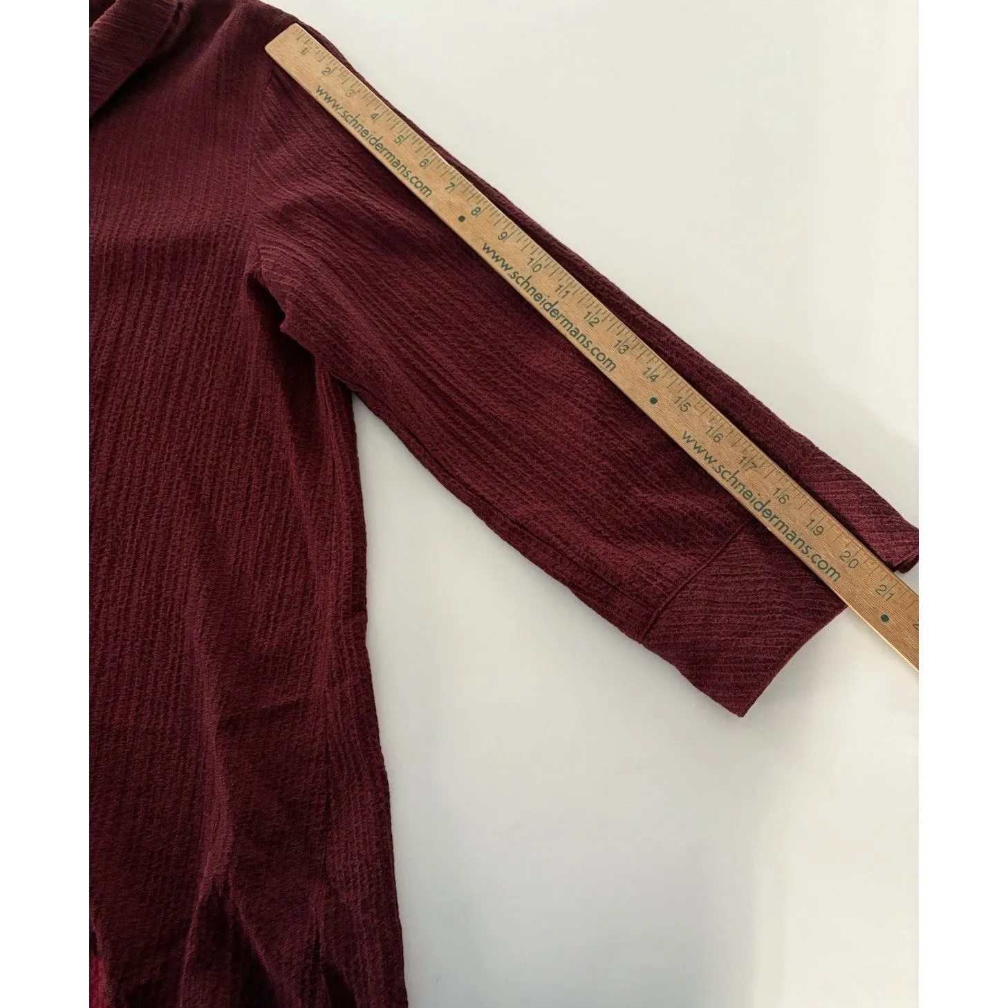 Habitat Seersucker Swing Top Size M Burgundy Elongated Buttons Lightweight Artsy - Image 13