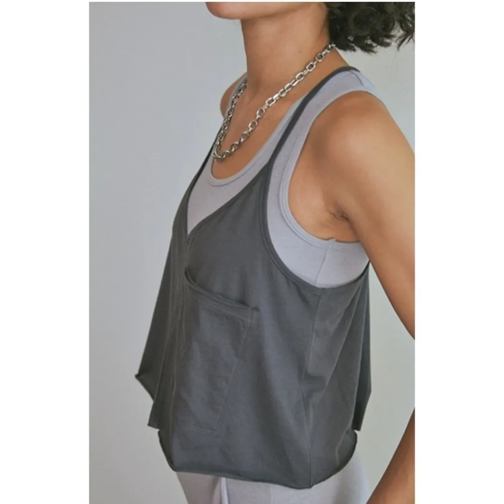 LUNYA Organic Pima Racer Tank Gray Size XL - Image 2