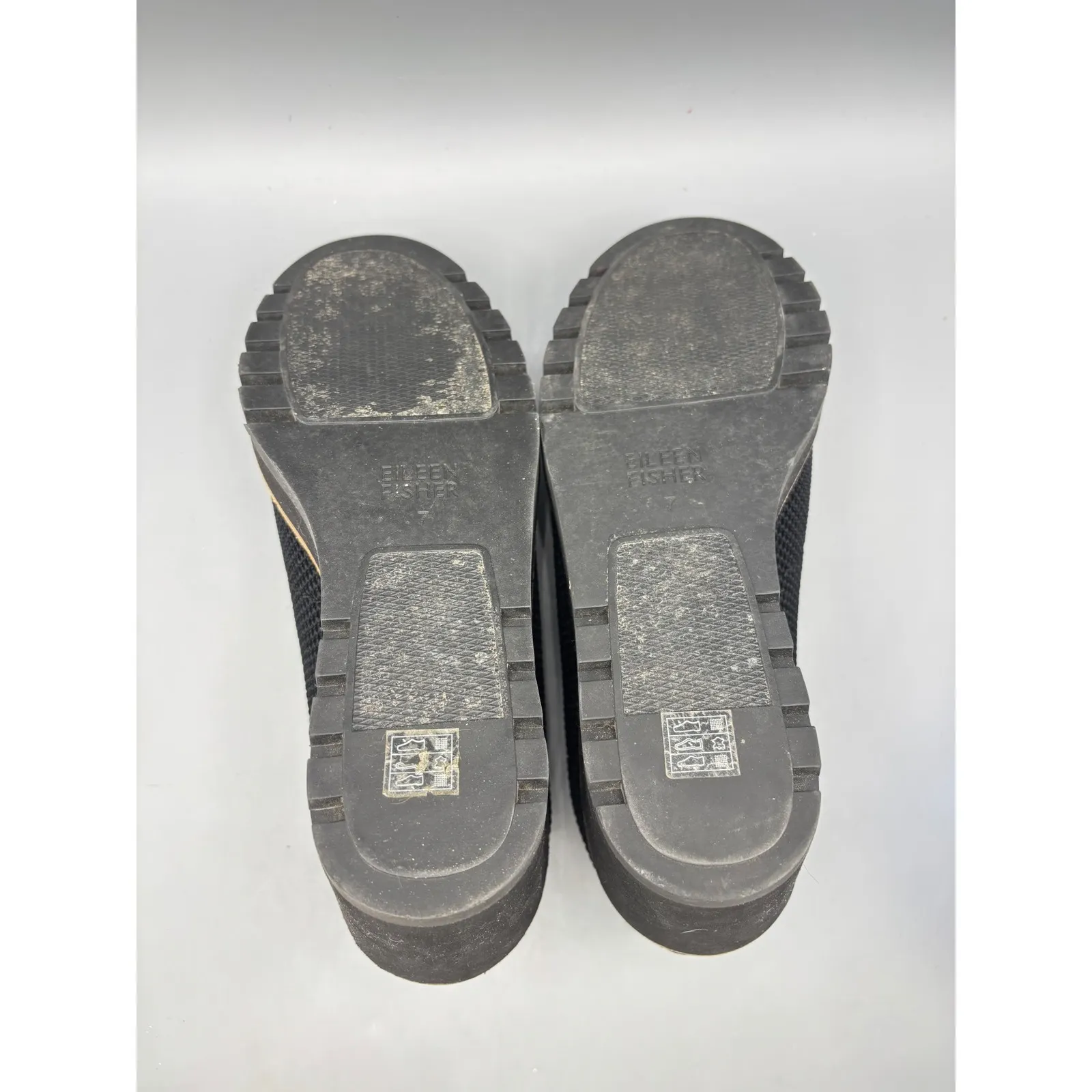 Eileen Fisher Women 7 Shoes Marie Black Mesh Wedge Slip On Chunky Platform - Image 6
