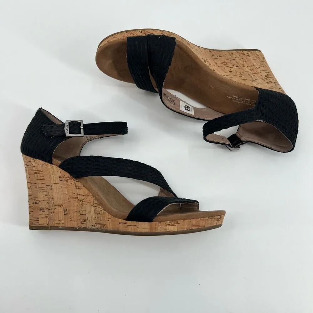 Tom’s Sienna Women's size 9 Criss Cross Espadrille Wedge buckle Sandals canvas - Image 7