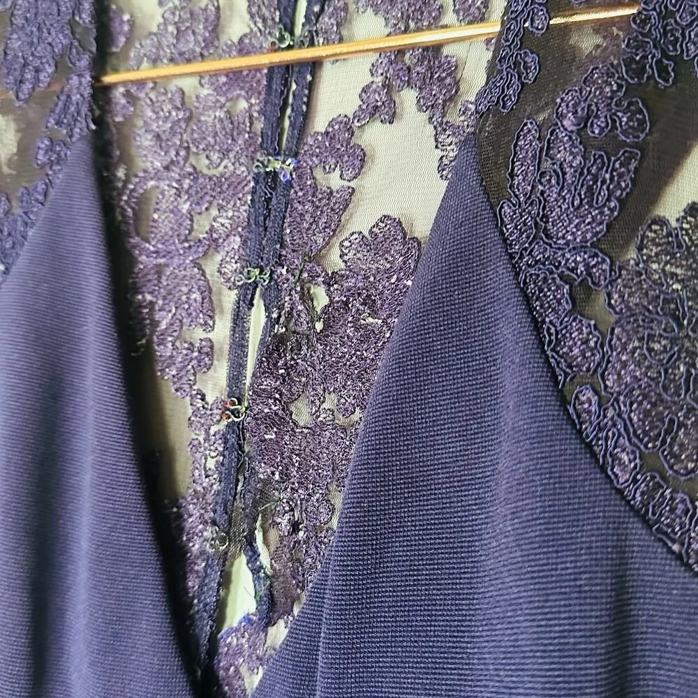 JS COLLECTION Eggplant Purple Lace Back Mermaid Ottoman Style Gown Dress - Image 10