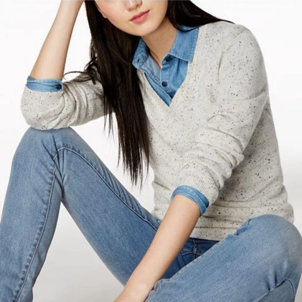 Charter Club Luxury Cashmere Speckle Knit V-Neck Sweater, sz. XL - Image 7
