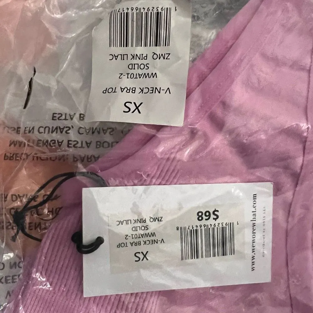 WeWoreWhat Solid V-Neck Bra Top in Pink Lilac - Image 13