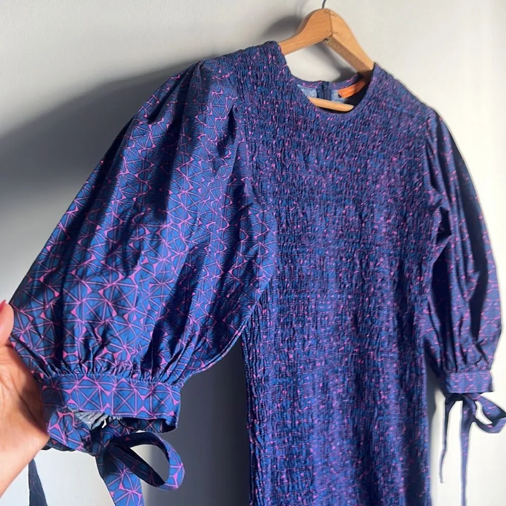 Oliphant Morocco Smocked Tie dress Blue - Image 6