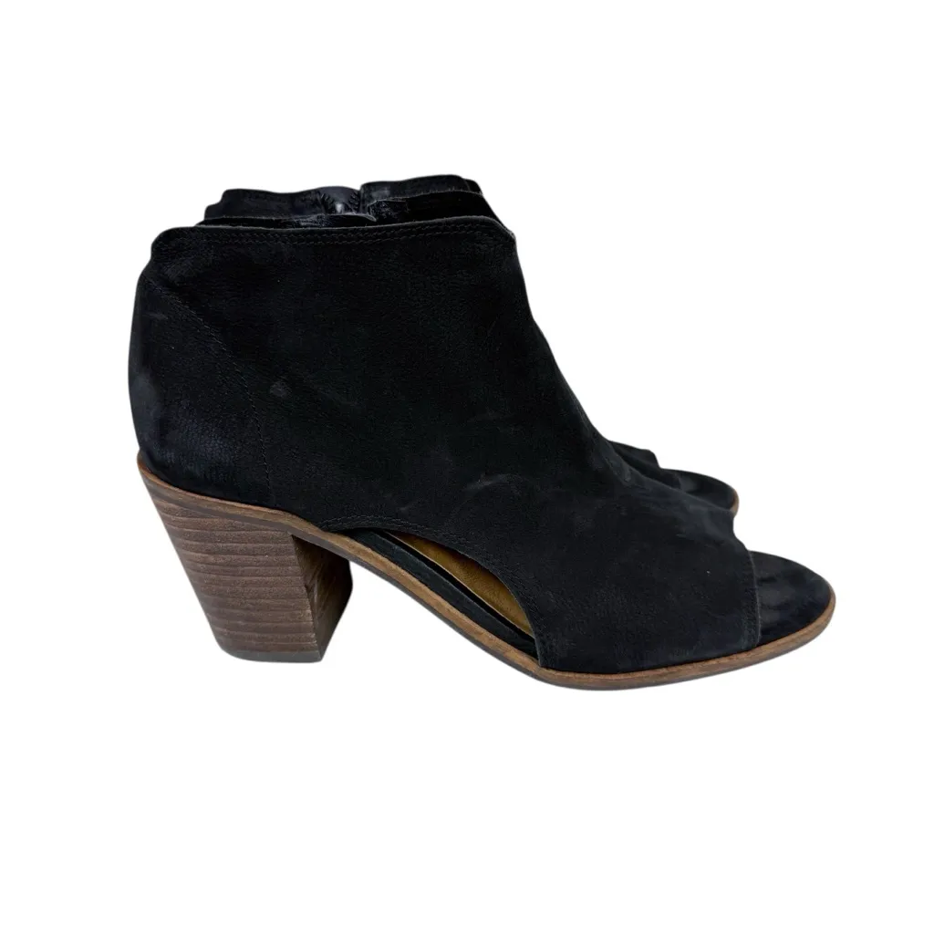 Lucky Brand Keteera Black Leather Open Toe Cut Out Ankle Bootie Boot Size 7 - Image 2