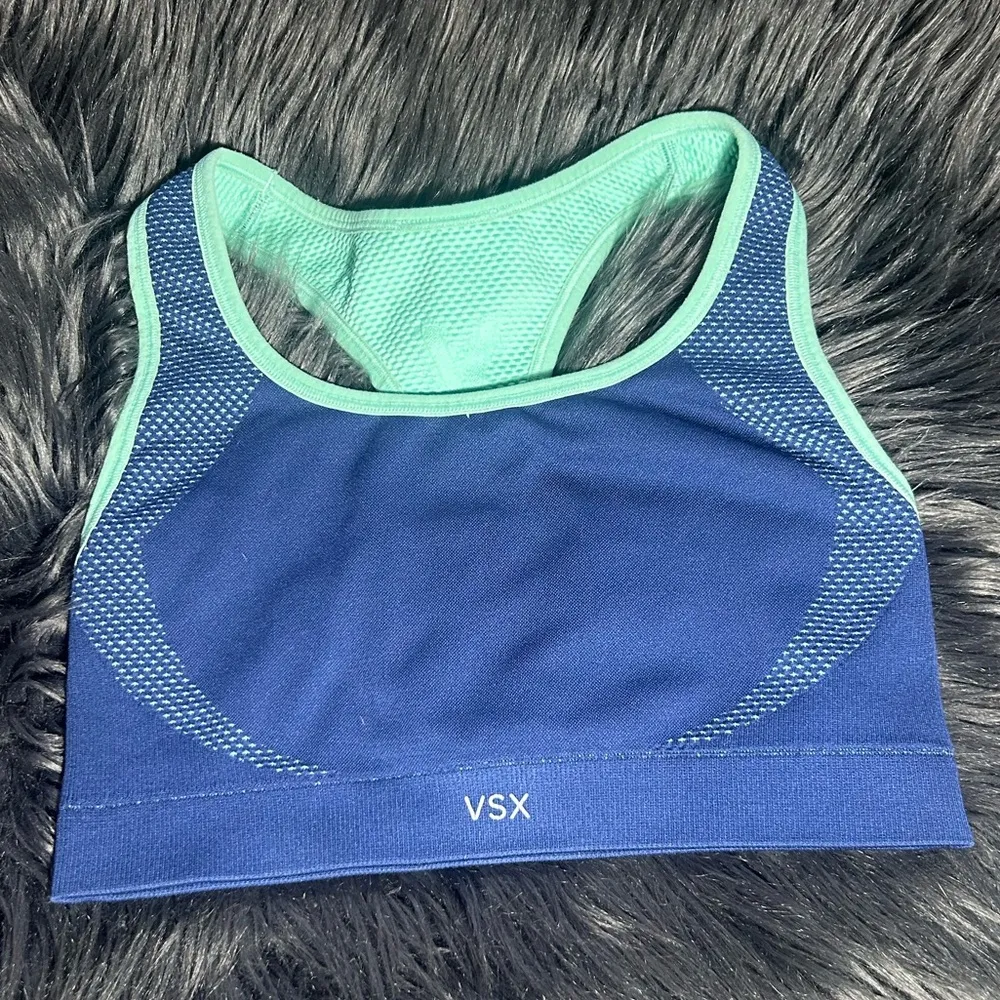 Victoria's Secret VSX Seamless Reversible Sport Bra Blue/Green Sz XS Green - Image 4