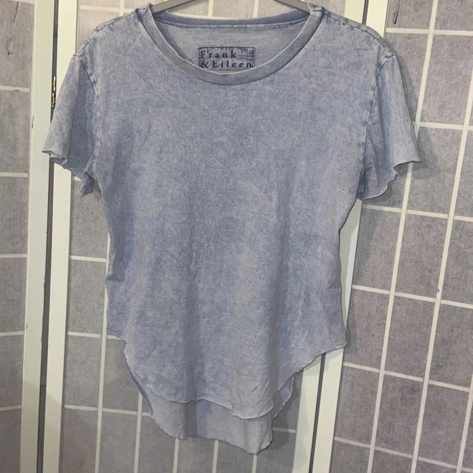 Frank Eileen Tee Lab Crew Essential Minimalist Short Sleeve Shirt Blue Cotton XS - Image 1