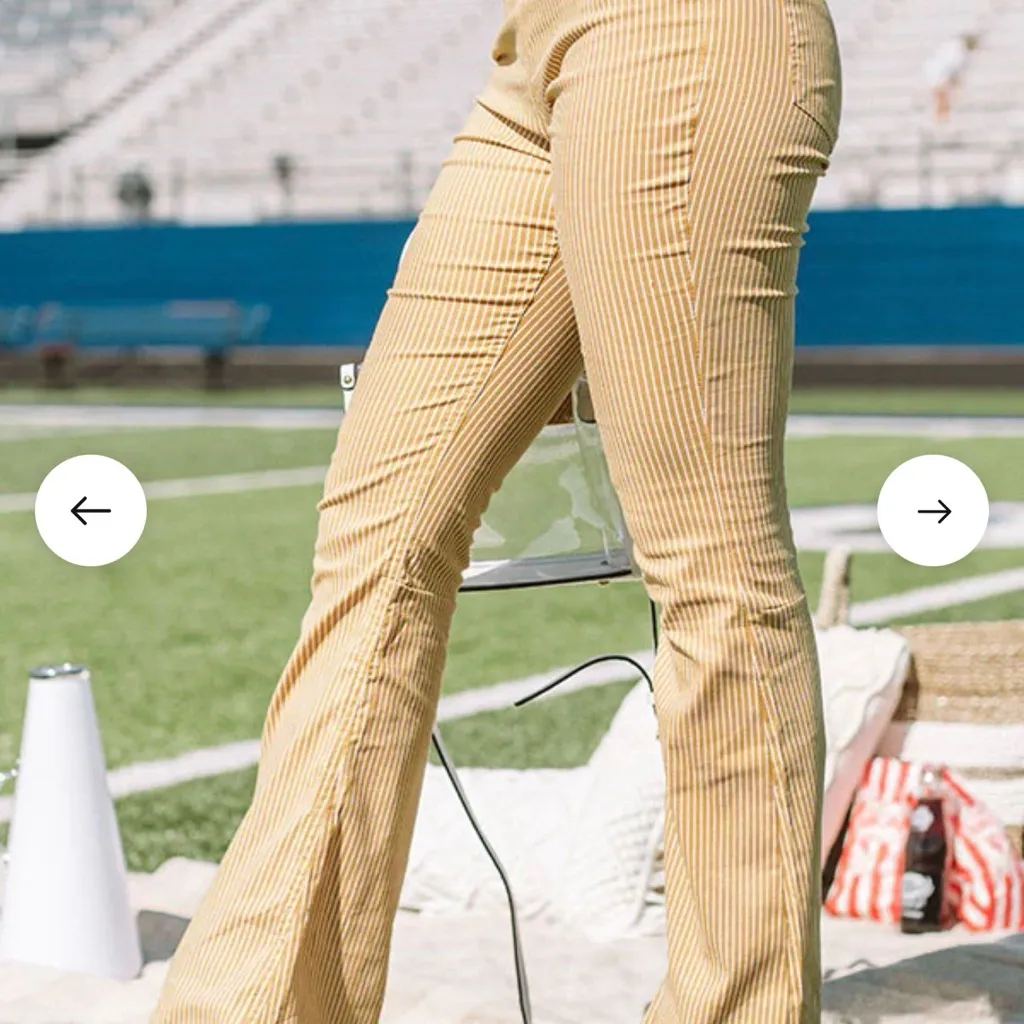 Newbury Kustom NWOT The Hayes High Waist Striped Flare in Mustard - Image 3