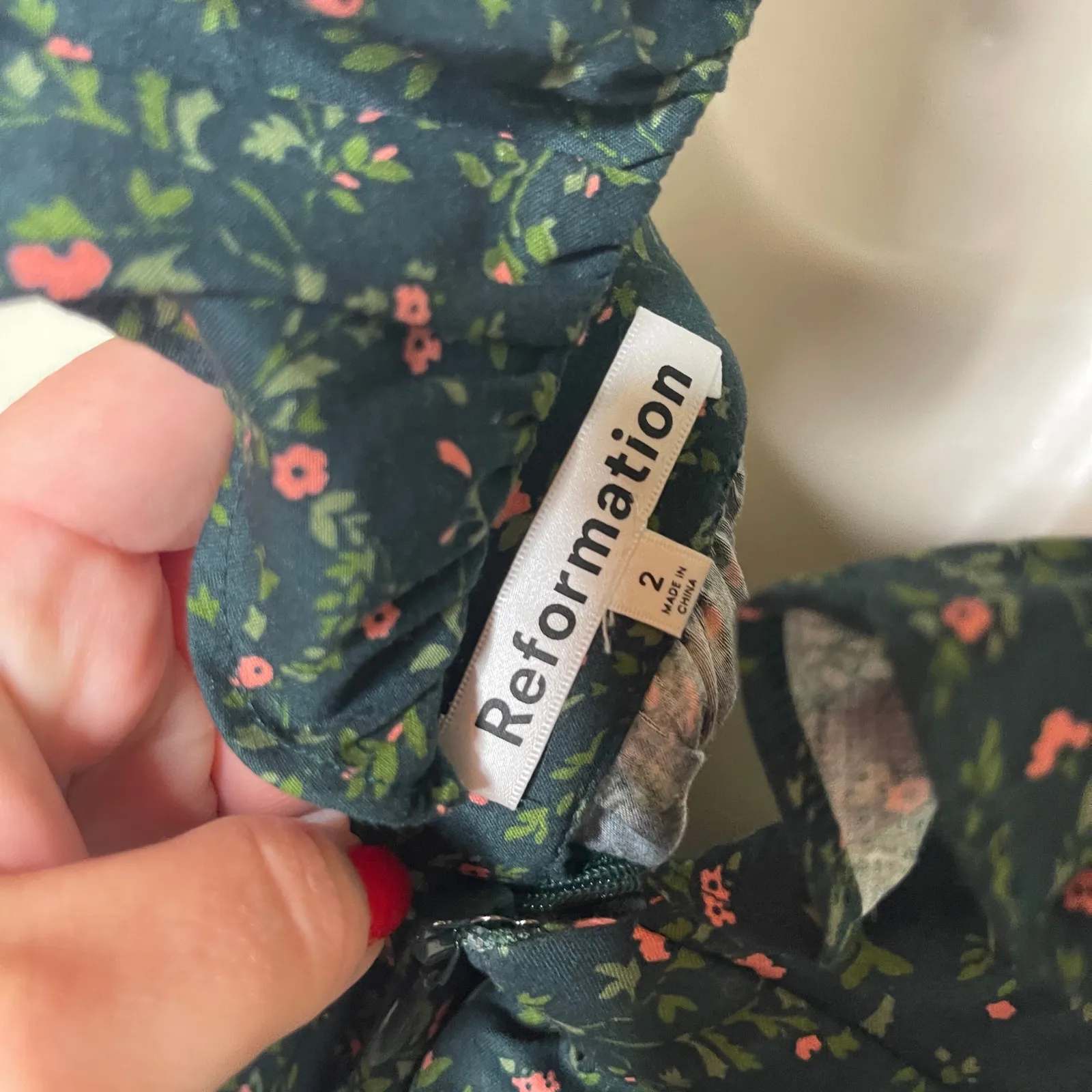 Reformation Fairfield Green Floral Maxi Dress in Coriander Size 2 - Image 3