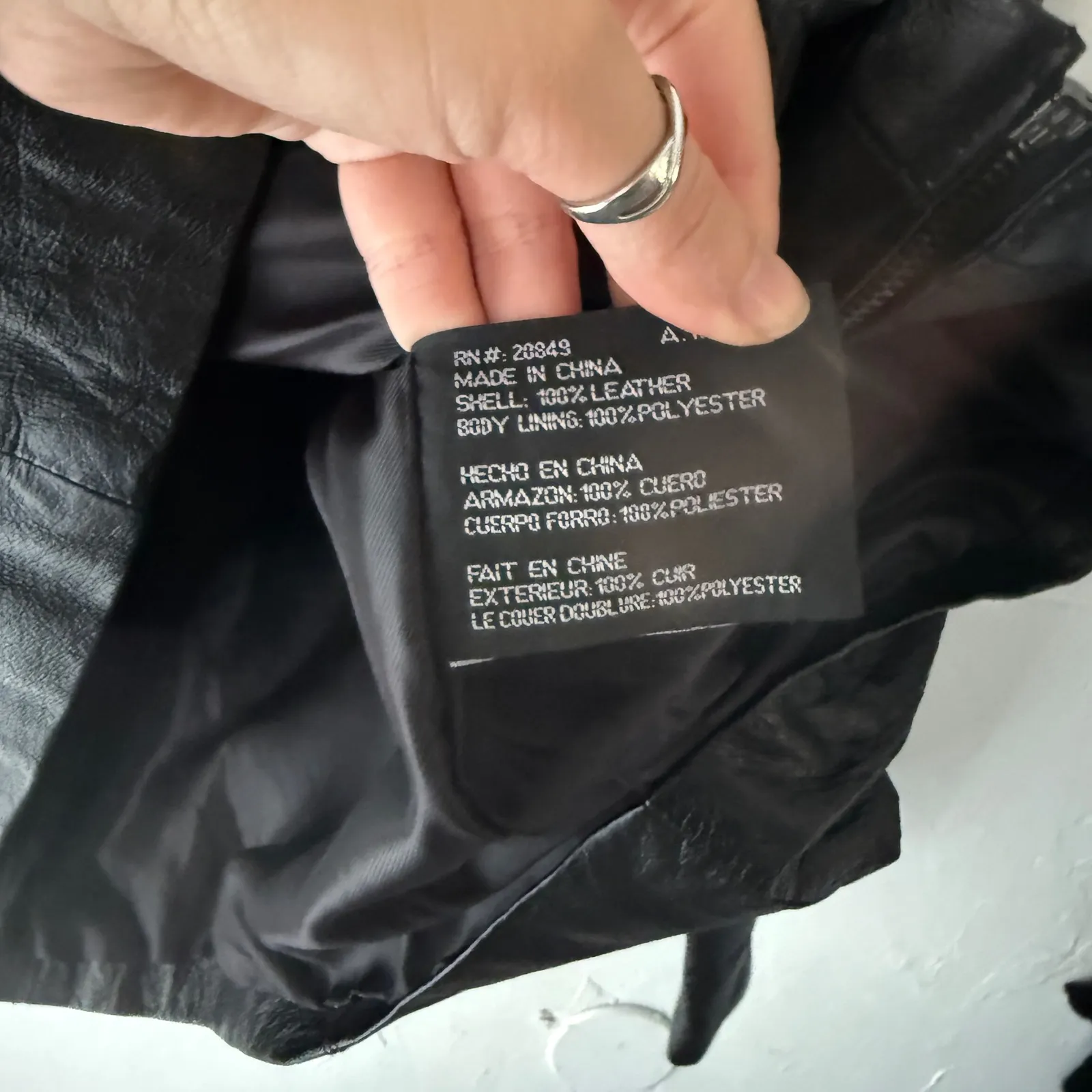 Phase Two Vintage Black Leather Jacket XL Full Zip Classic Moto BIker Grunge - Image 5