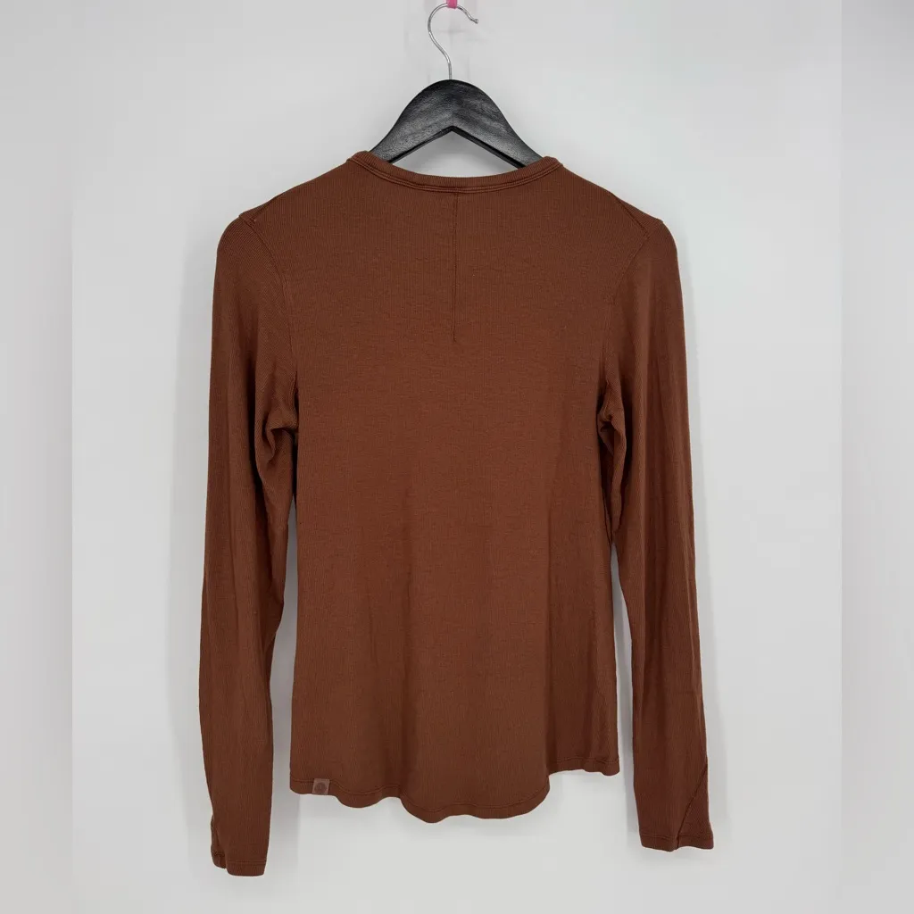 Lululemon Hold Tight Ribbed Long Sleeve Shirt Brown Large Casual Athleisure Yoga - Image 4