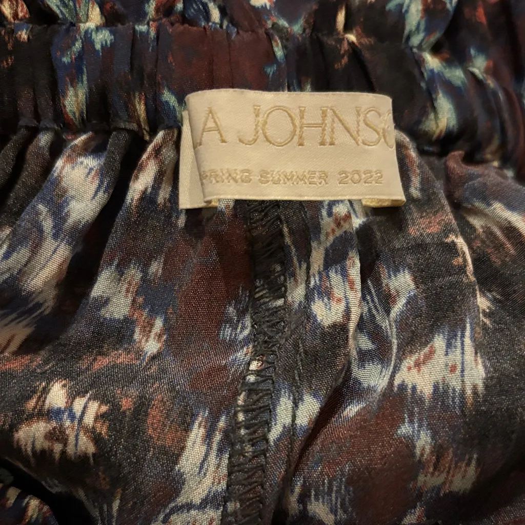 Ulla Johnson Sawyer Pant Wide Leg Pants Cobalt 100% Silk Pattern Printed Size 4 - Image 11