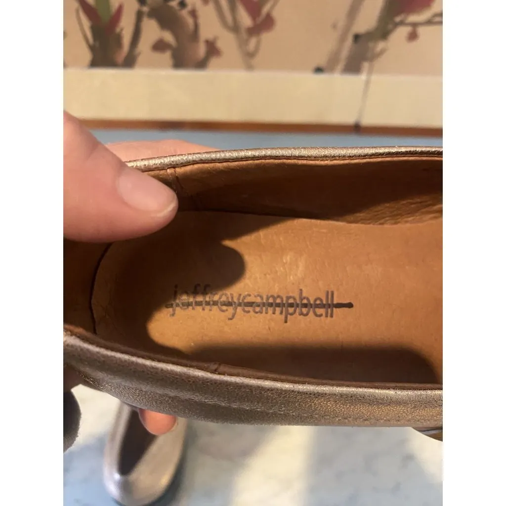 Jeffrey Campbell Shoes Womens Size 6 Gold Metallic Bolero Loafers Scarf Detail - Image 4