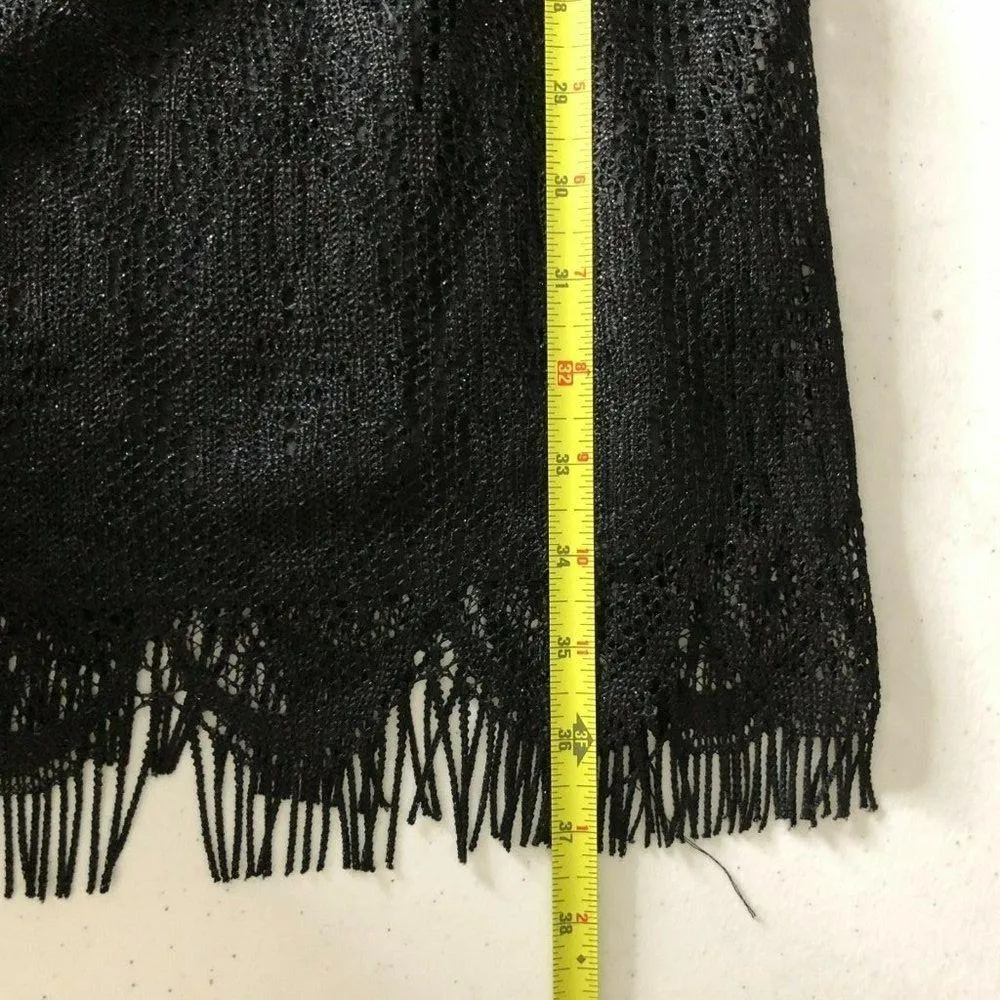Dressbarn Collection Shift Dress Lace Overlay Sleeveless Fringe Black Size 6 - Image 7