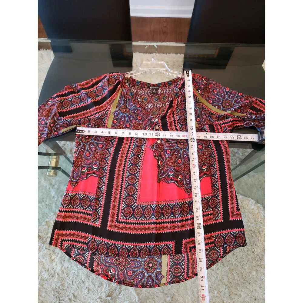 Women's New Directions Paisley Print Long Sleeve Tunic Blouse XL Outdoor - Image 11