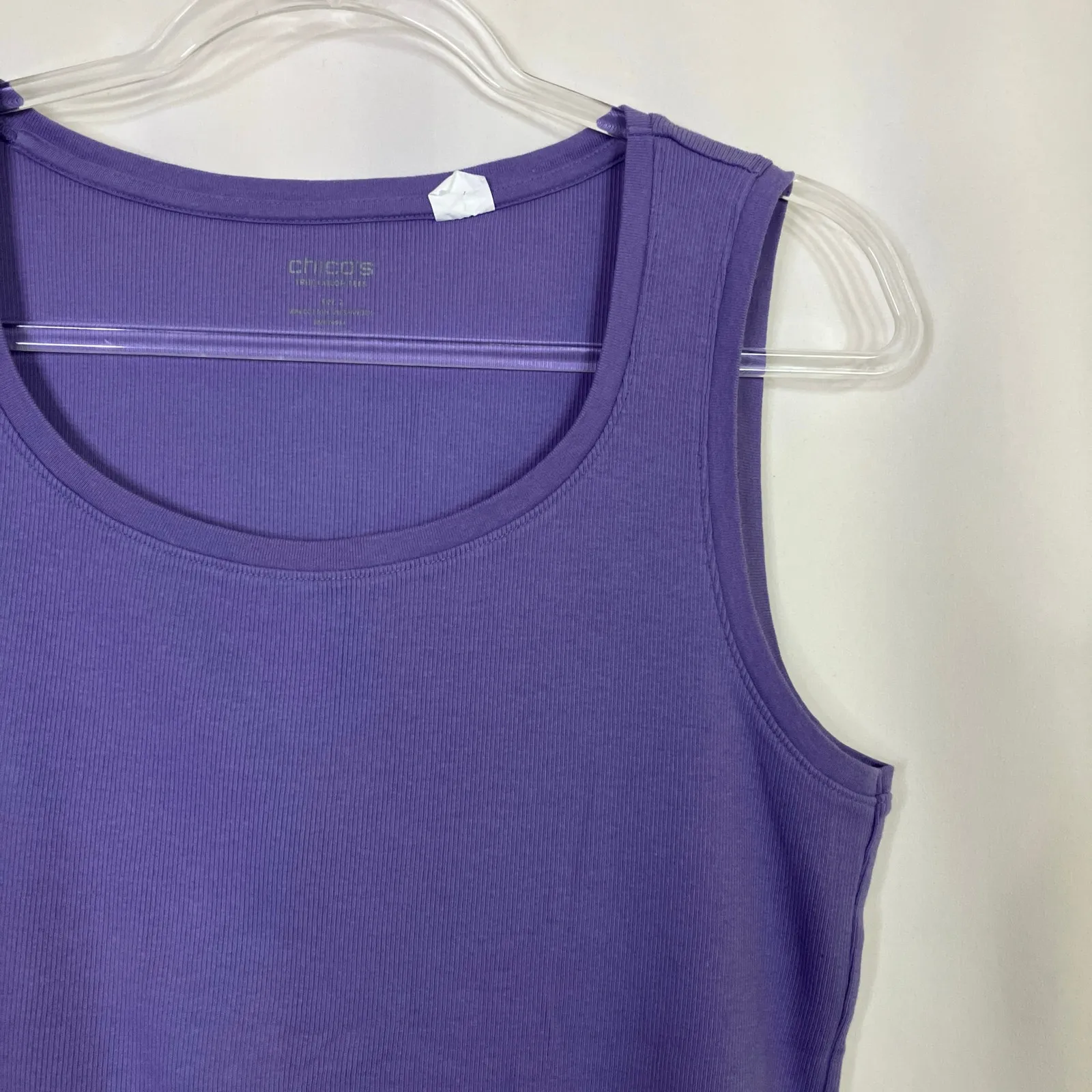 Chico's Purple Ribbed Knit Tank Top True Color Tees Chicos 2/ US Womens Large - Image 2