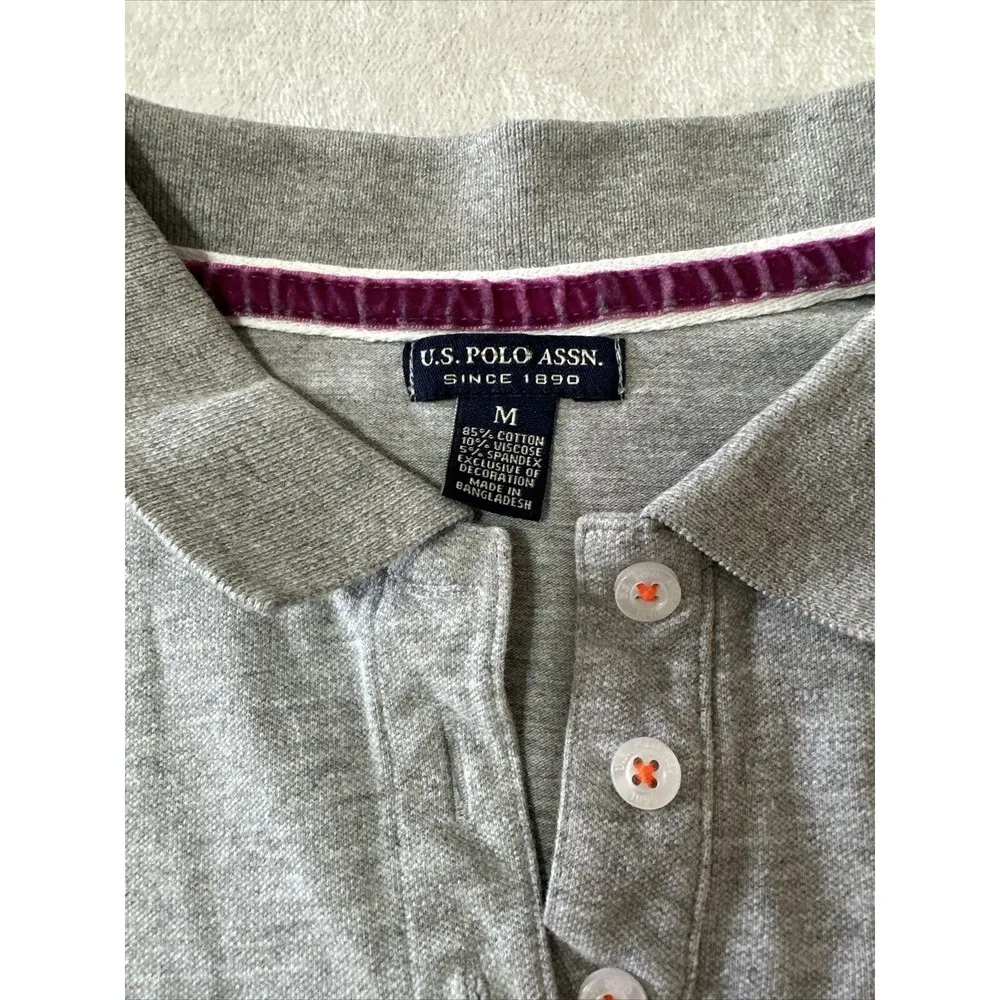 U. S. Polo Assn. women’s gray W/purple Short Sleeve polo shirt size M - Image 3