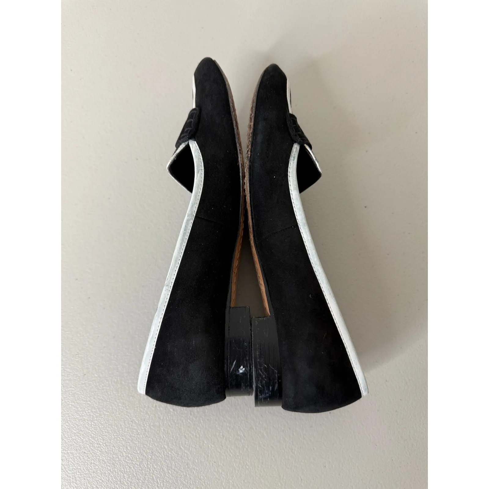 Alice + Olivia Black White Contrast Suede Pointed Toe Loafers Flats Shoes 8.5/39 - Image 7