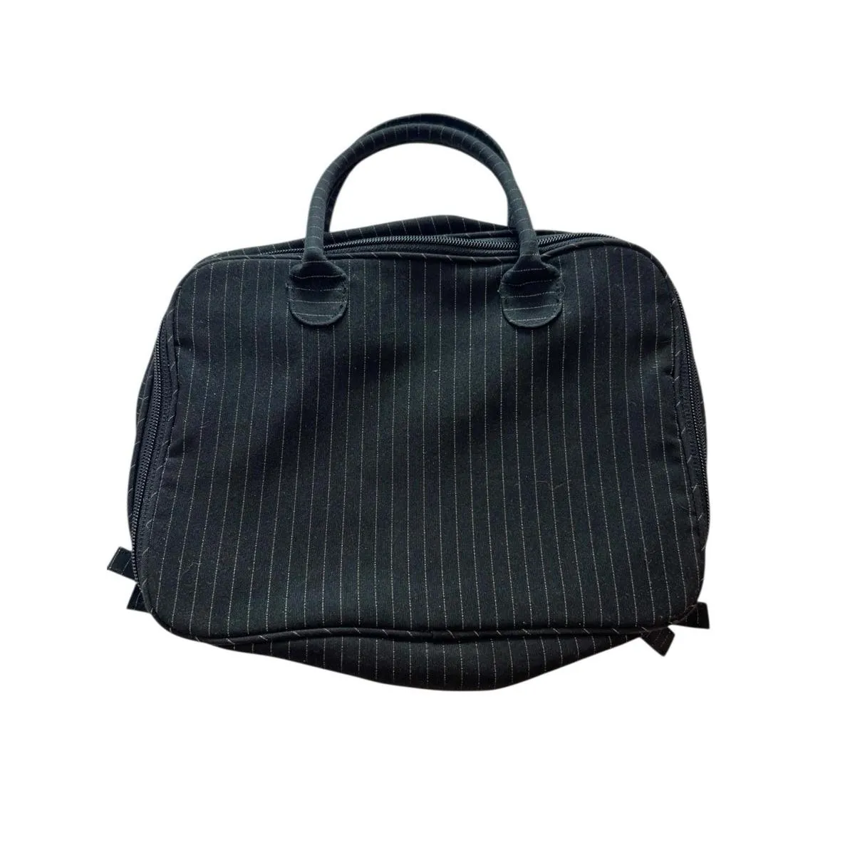 Lancôme Black Pinstripe Train Case Travel Makeup Bag 12x9 Cosmetic Organizer - Image 3