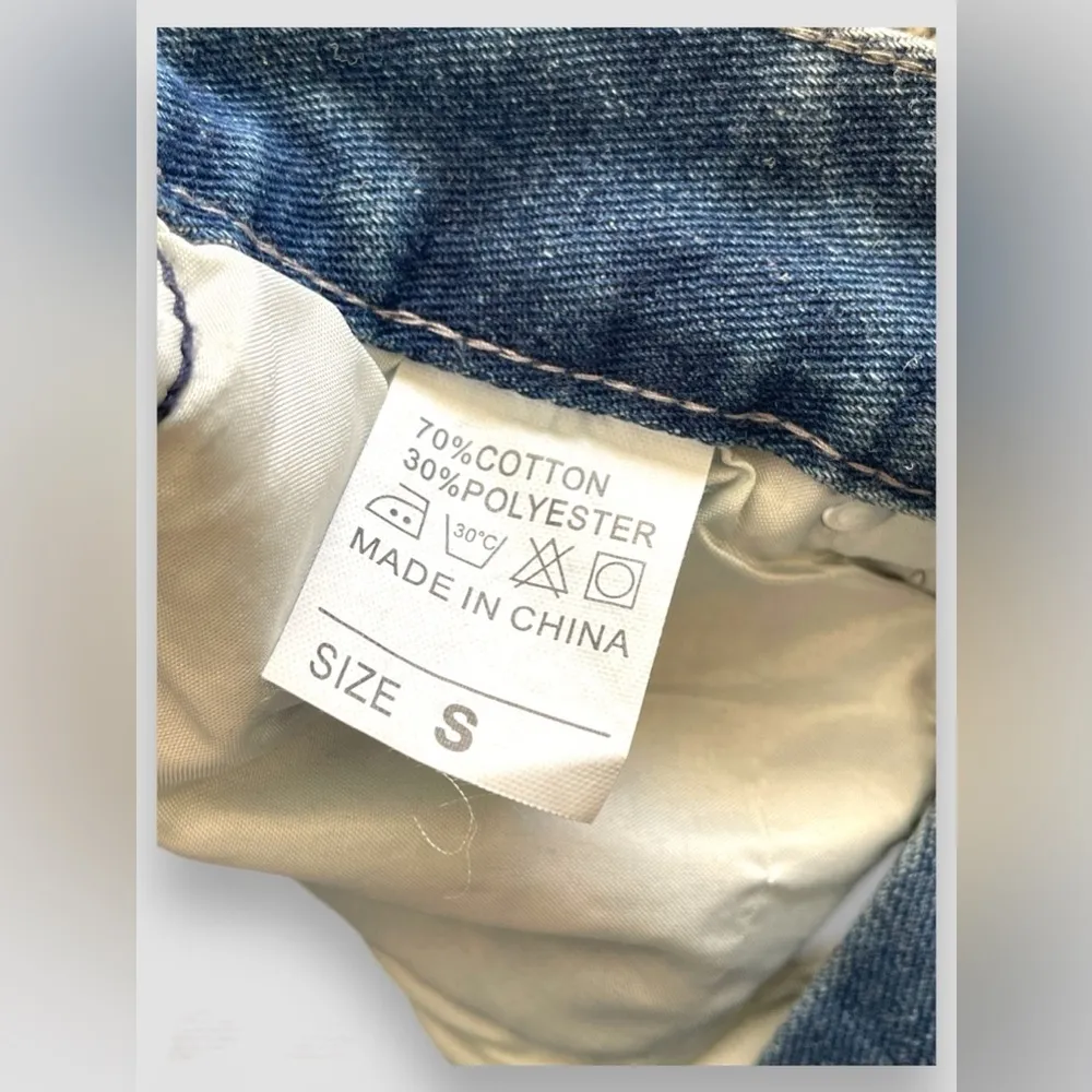 Women Loose Fit Boyfriend Jeans Baggy Y2K Straight Leg Star Patchwork Size Small - Image 11