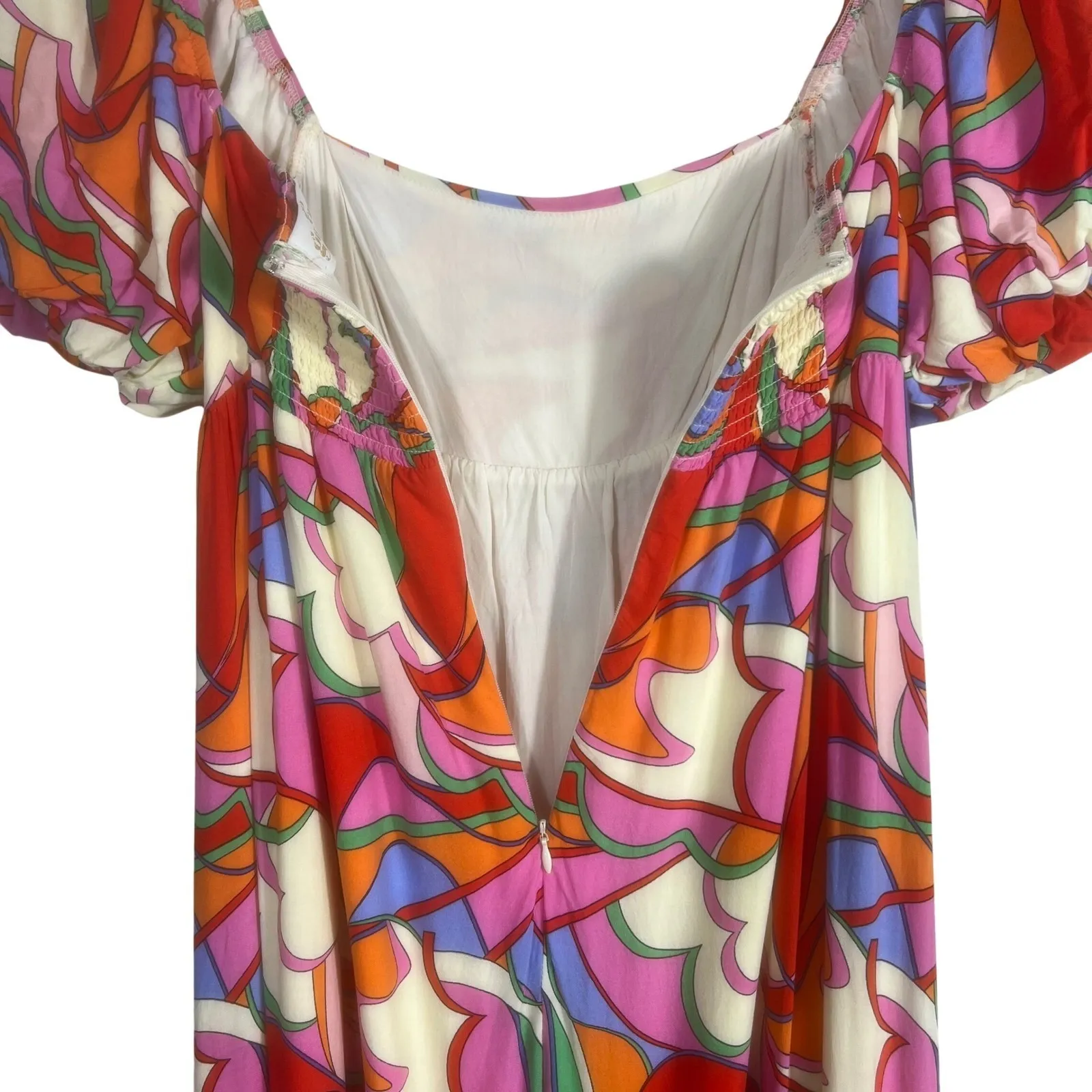 Golden by Golden Couture Maxi Dress‎ – Colorful Abstract Puff Sleeve – Size M Size M - Image 10