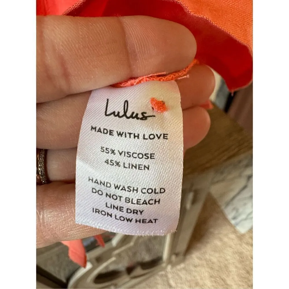 Lulu’s NWOT Lovely Legacy Coral Pink Short Sleeve Button-Up Top Size Small - Image 8