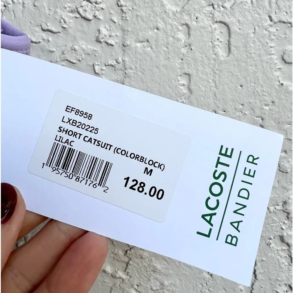 Bandier x Lacoste short catsuit lilac lavender Medium new with tags - Image 4