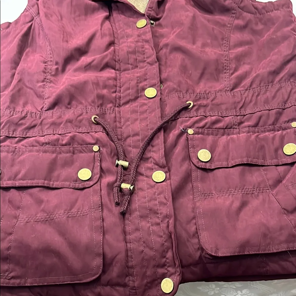 Women's Burgundy Jacket with hoodie - Image 7