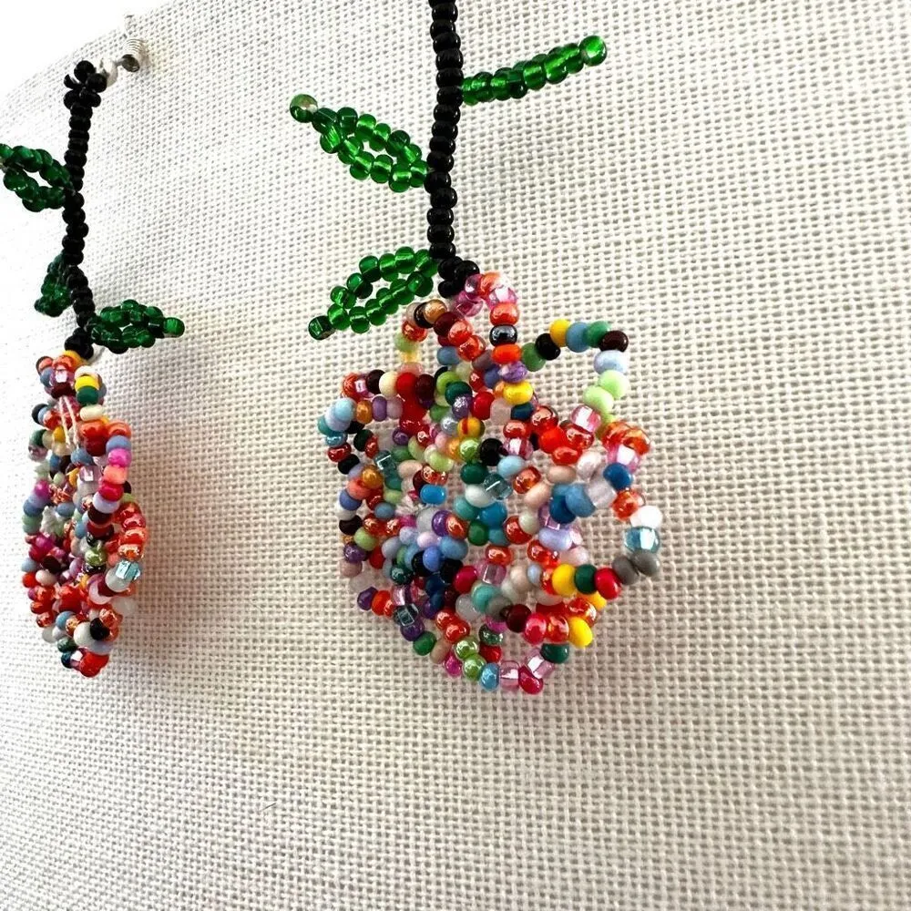 Beaded colorful flower beaded boho earrings - Image 8