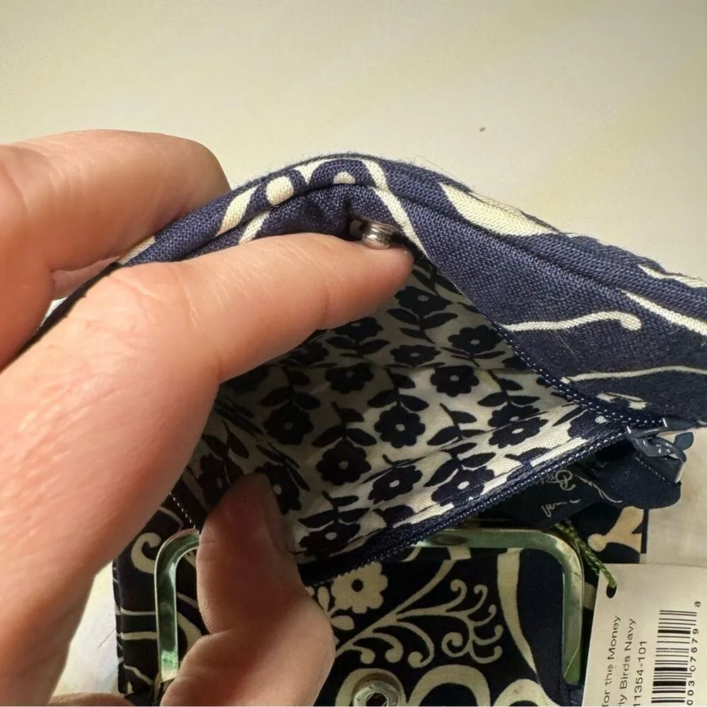 Vera Bradley One for the Money Wallet Twirly Birds Navy Retired Print NWT - Image 5