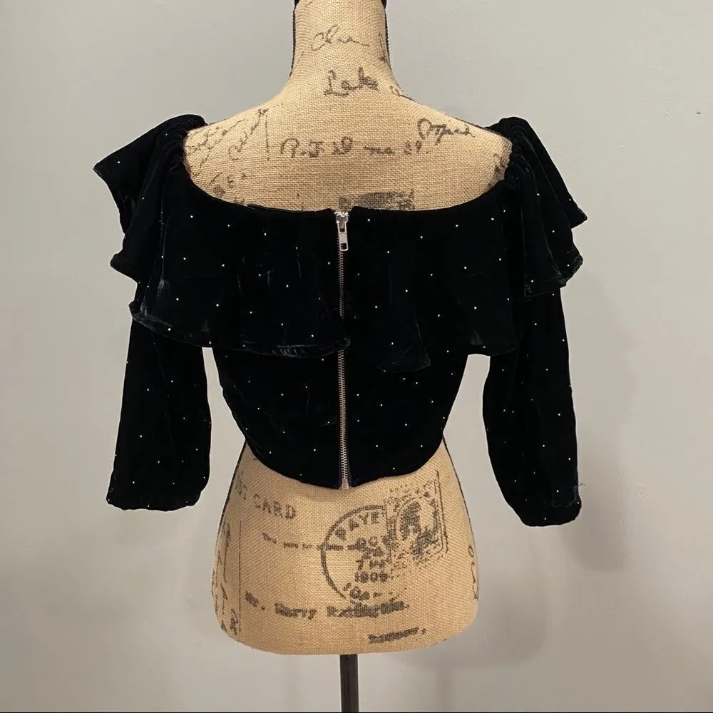 NWT Topshop Velvet Shirt Cocktail Party Event Evening‎ medium off shoulder - Image 8