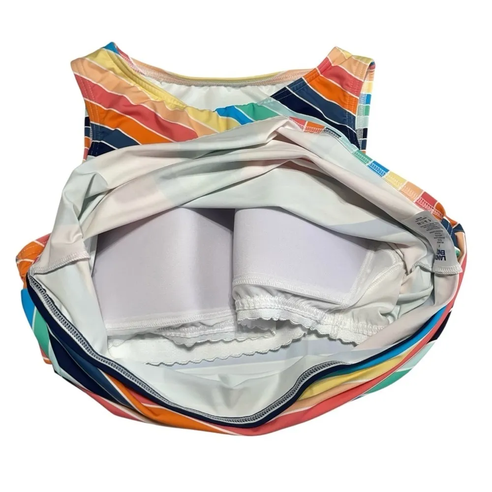 LANDS' END Pink and Blue Size 10 Chlorine Resistant High Neck Tankini Swim Top - Image 6