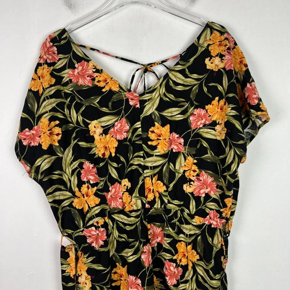 NWT Kensie Linen Blend Floral Print Tie Back V-Neck Crop Jumpsuit Size Medium M - Image 4