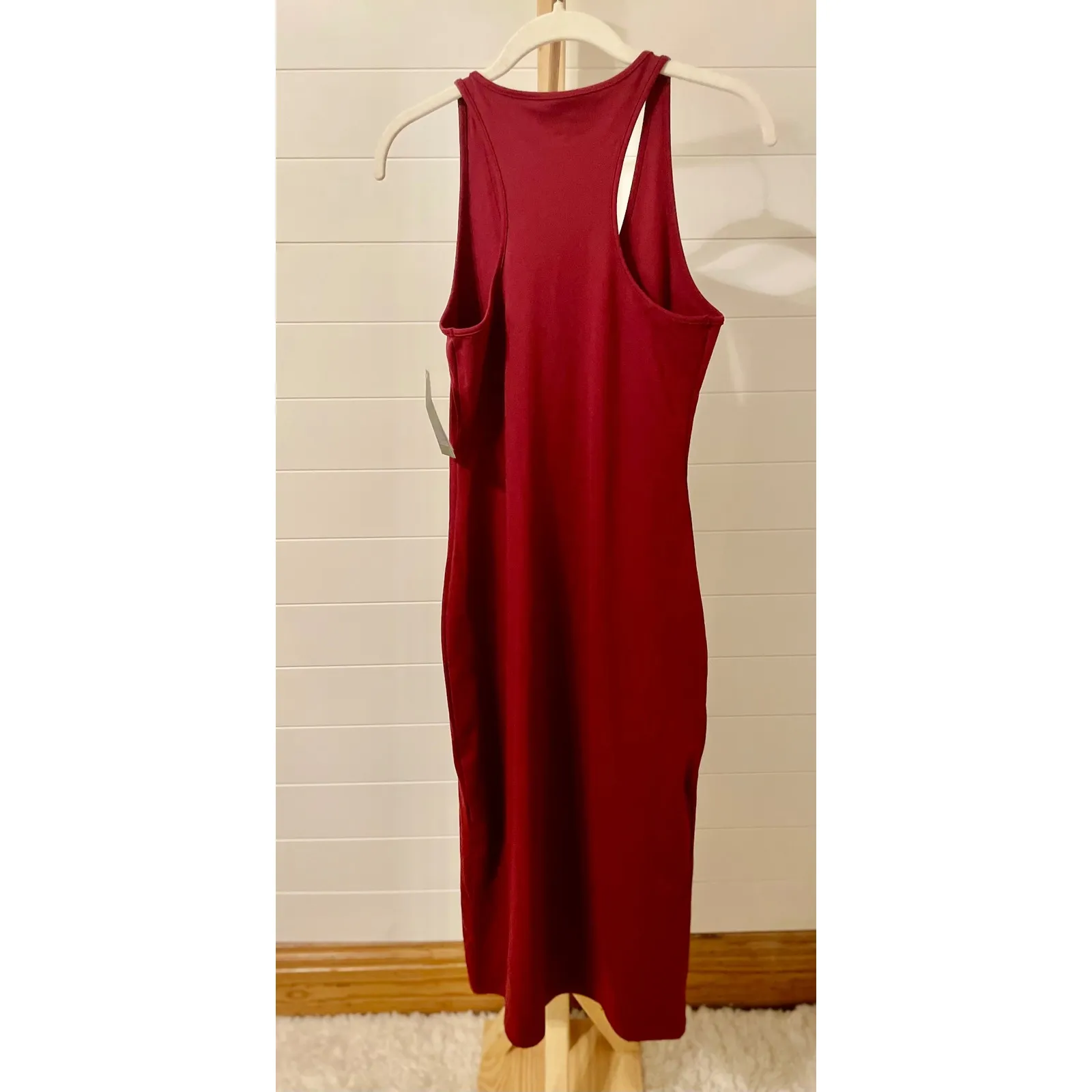 Wild Fable Women Burgundy Racerback Tie Neck Midi Dress Size M - Image 3