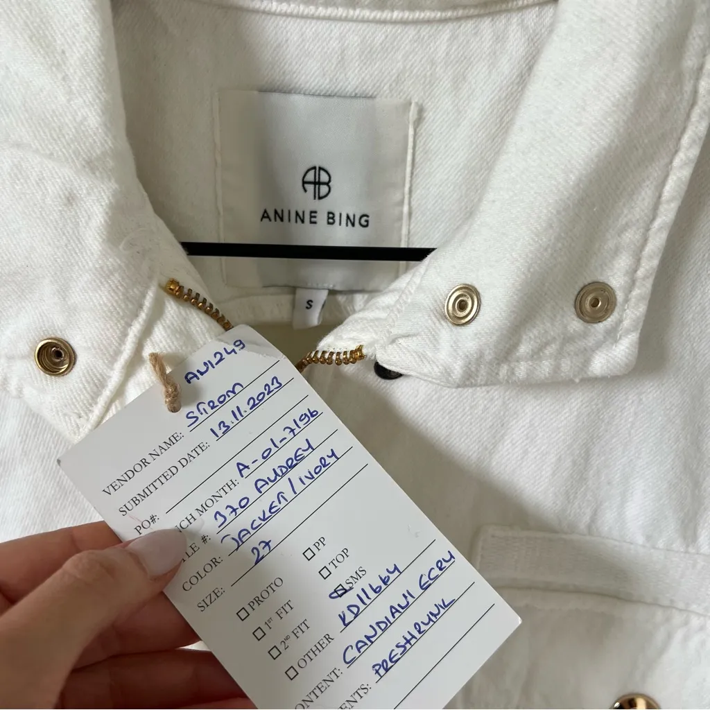 Anine Bing Audrey Denim Jacket Jean Jacket in White - Image 9