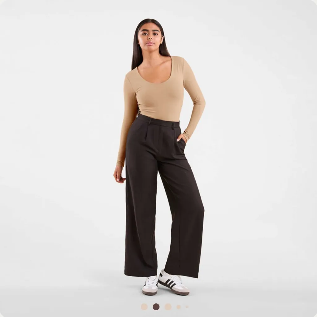 Nuuds Scoop Neck Bodysuit Tan Size L - Image 6